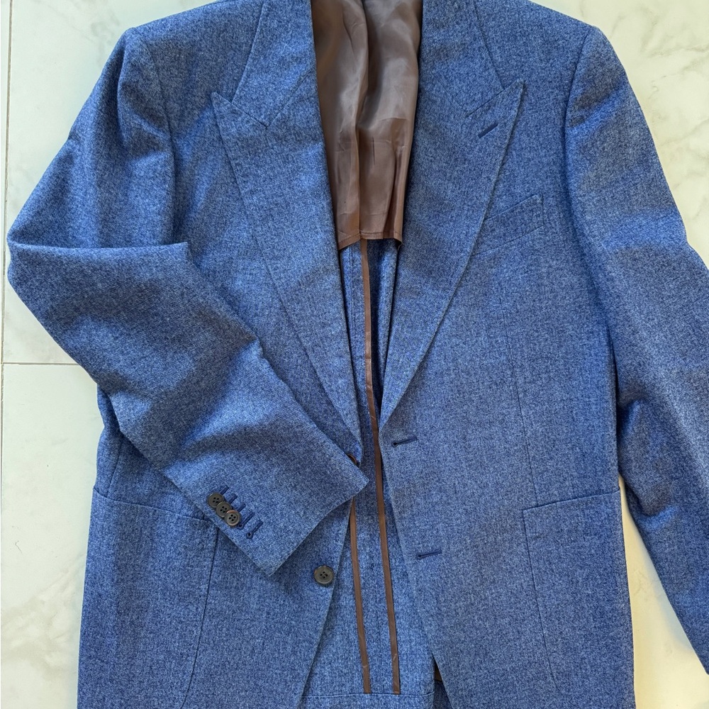 Suitsupply Blue Sports jacket blazer size 54 / 44 wool silk linen peak lapel